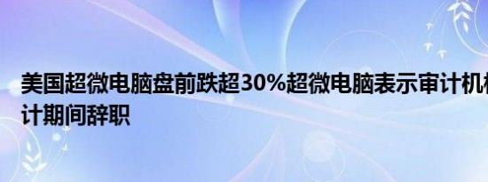 美国超微电脑盘前跌超30%超微电脑表示审计机构安永在审计期间辞职