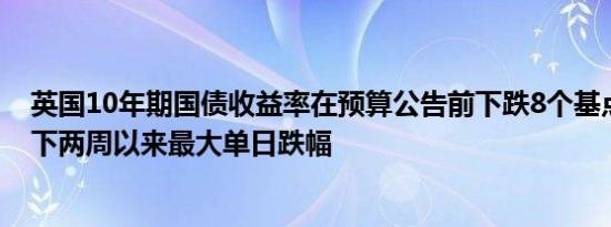 英国10年期国债收益率在预算公告前下跌8个基点预计将创下两周以来最大单日跌幅