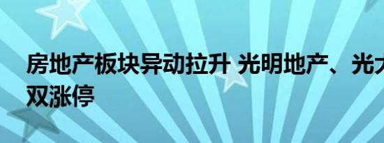 房地产板块异动拉升 光明地产、光大嘉宝双双涨停