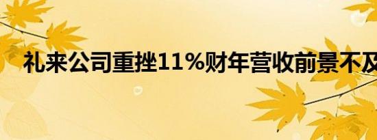 礼来公司重挫11%财年营收前景不及预期