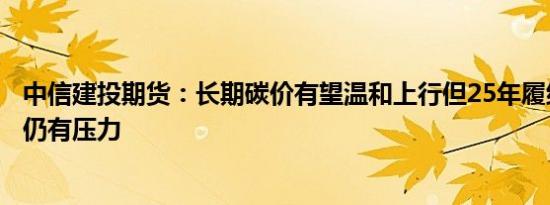 中信建投期货：长期碳价有望温和上行但25年履约期后半程仍有压力