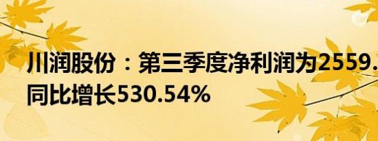 川润股份：第三季度净利润为2559.82万元 同比增长530.54%