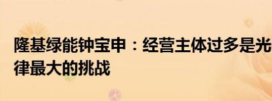 隆基绿能钟宝申：经营主体过多是光伏行业自律最大的挑战