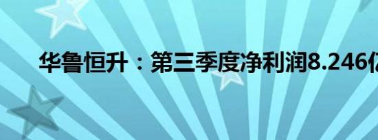 华鲁恒升：第三季度净利润8.246亿元