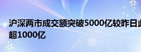 沪深两市成交额突破5000亿较昨日此时缩量超1000亿