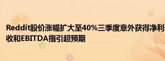 Reddit股价涨幅扩大至40%三季度意外获得净利润四季度营收和EBITDA指引超预期