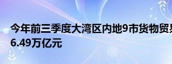 今年前三季度大湾区内地9市货物贸易进出口6.49万亿元