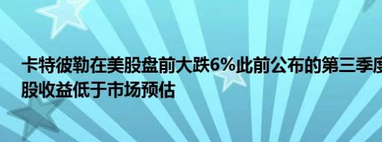 卡特彼勒在美股盘前大跌6%此前公布的第三季度调整后每股收益低于市场预估