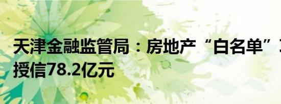 天津金融监管局：房地产“白名单”项目已批授信78.2亿元 