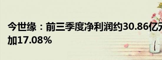 今世缘：前三季度净利润约30.86亿元 同比增加17.08%