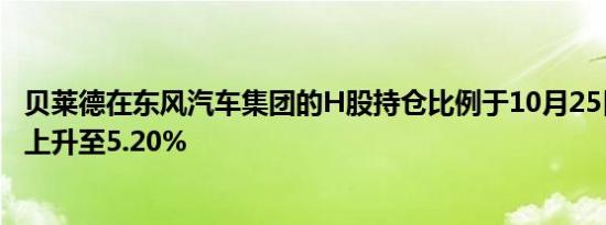 贝莱德在东风汽车集团的H股持仓比例于10月25日从4.50%上升至5.20%