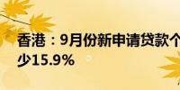 香港：9月份新申请贷款个案较8月份按月减少15.9%