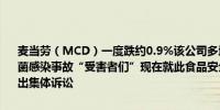 麦当劳（MCD）一度跌约0.9%该公司多地门店10月份稍早爆发大肠杆菌感染事故“受害者们”现在就此食品安全事故在美国一家联邦法庭提出集体诉讼