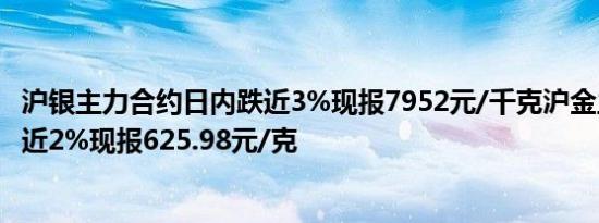 沪银主力合约日内跌近3%现报7952元/千克沪金主力合约跌近2%现报625.98元/克