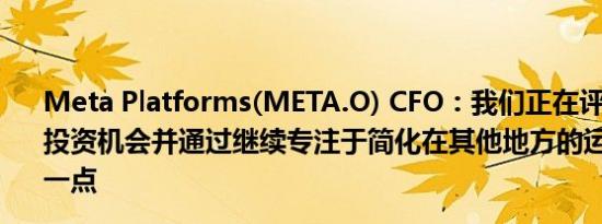 Meta Platforms(META.O) CFO：我们正在评估2025年的投资机会并通过继续专注于简化在其他地方的运营来支持这一点