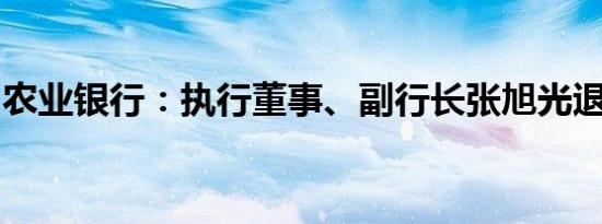 农业银行：执行董事、副行长张旭光退休辞任