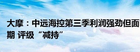 大摩：中远海控第三季利润强劲但面临下行周期 评级“减持”