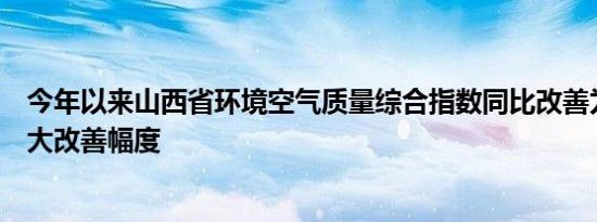 今年以来山西省环境空气质量综合指数同比改善为近三年最大改善幅度