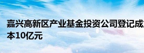 嘉兴高新区产业基金投资公司登记成立注册资本10亿元