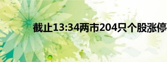 截止13:34两市204只个股涨停