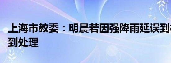 上海市教委：明晨若因强降雨延误到校不作迟到处理