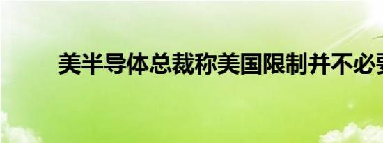 美半导体总裁称美国限制并不必要