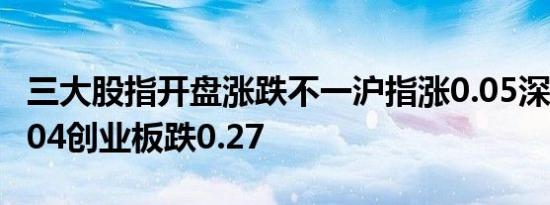 三大股指开盘涨跌不一沪指涨0.05深成指涨0.04创业板跌0.27