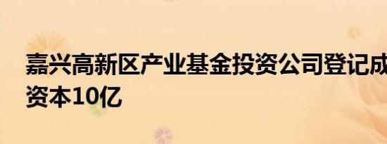 嘉兴高新区产业基金投资公司登记成立 注册资本10亿