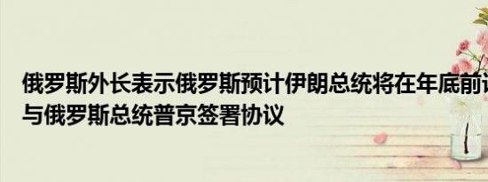 俄罗斯外长表示俄罗斯预计伊朗总统将在年底前访问莫斯科与俄罗斯总统普京签署协议