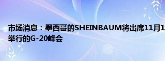 市场消息：墨西哥的SHEINBAUM将出席11月18日在巴西举行的G-20峰会