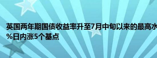 英国两年期国债收益率升至7月中旬以来的最高水平报4.377%日内涨5个基点