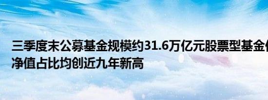 三季度末公募基金规模约31.6万亿元股票型基金份额、资产净值占比均创近九年新高