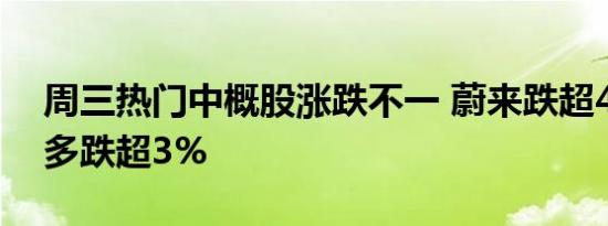 周三热门中概股涨跌不一 蔚来跌超4% 拼多多跌超3%