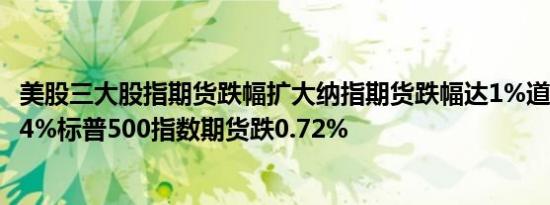 美股三大股指期货跌幅扩大纳指期货跌幅达1%道指期货跌0.4%标普500指数期货跌0.72%