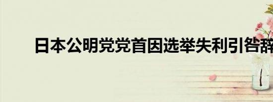 日本公明党党首因选举失利引咎辞职