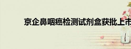 京企鼻咽癌检测试剂盒获批上市