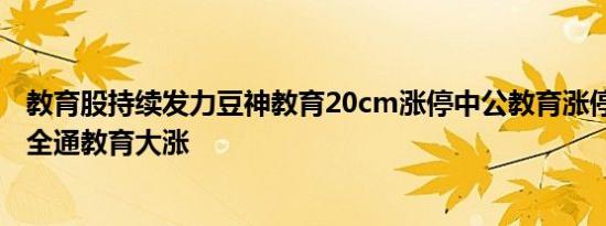 教育股持续发力豆神教育20cm涨停中公教育涨停科德教育、全通教育大涨