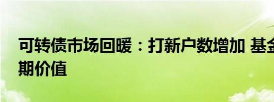 可转债市场回暖：打新户数增加 基金看好长期价值