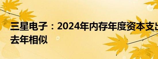 三星电子：2024年内存年度资本支出预计与去年相似