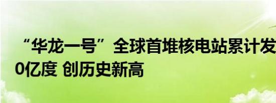 “华龙一号”全球首堆核电站累计发电超3000亿度 创历史新高