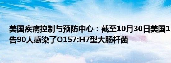 美国疾病控制与预防中心：截至10月30日美国13个州已报告90人感染了O157:H7型大肠杆菌