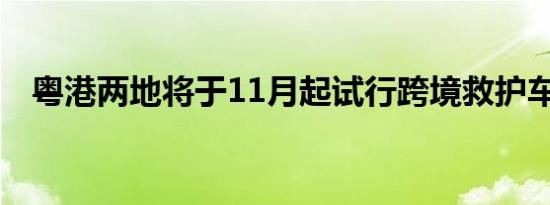 粤港两地将于11月起试行跨境救护车直通