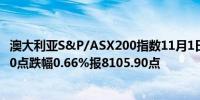 澳大利亚S&P/ASX200指数11月1日（周五）开盘下跌54.10点跌幅0.66%报8105.90点