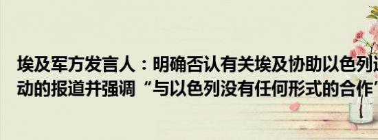 埃及军方发言人：明确否认有关埃及协助以色列进行军事行动的报道并强调“与以色列没有任何形式的合作”