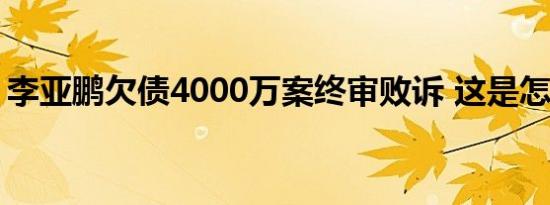 李亚鹏欠债4000万案终审败诉 这是怎么回事