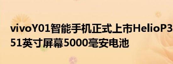 vivoY01智能手机正式上市HelioP35SoC 6.51英寸屏幕5000毫安电池