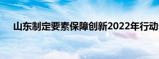 山东制定要素保障创新2022年行动计划