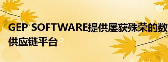 GEP SOFTWARE提供屡获殊荣的数字采购和供应链平台