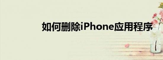 如何删除iPhone应用程序