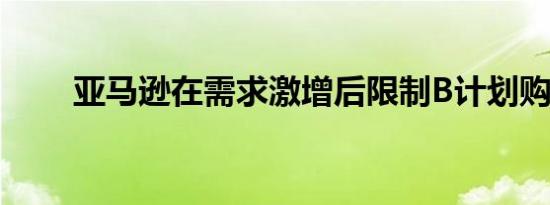 亚马逊在需求激增后限制B计划购买